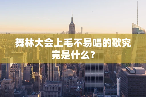 舞林大会上毛不易唱的歌究竟是什么？