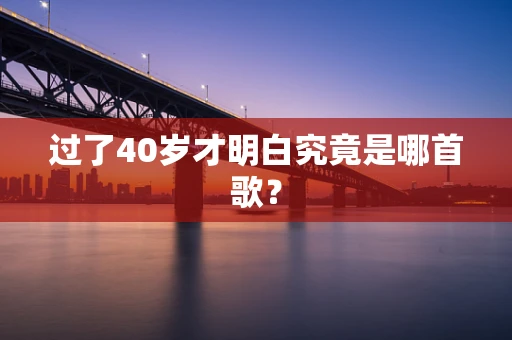 过了40岁才明白究竟是哪首歌？