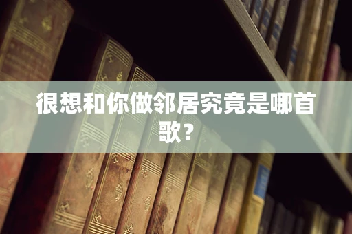 很想和你做邻居究竟是哪首歌？