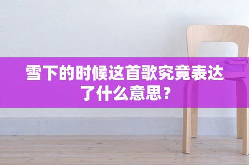 雪下的时候这首歌究竟表达了什么意思？
