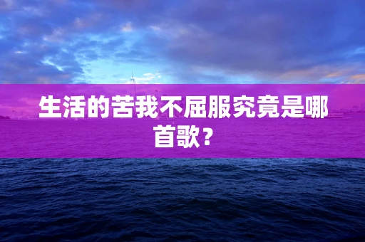 生活的苦我不屈服究竟是哪首歌？